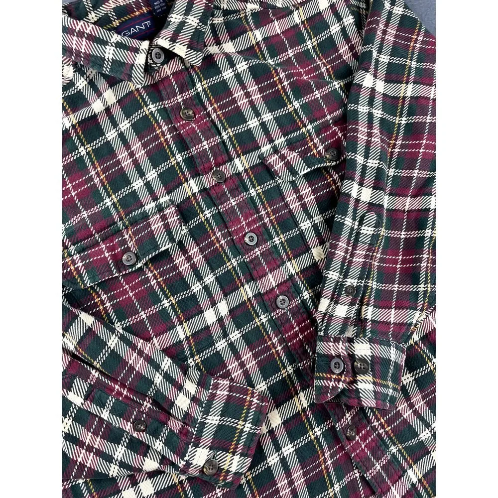 GANT Shirt Mens L Multicolor Plaid Flannel Long Sleeve Button Down Cotton Top‎